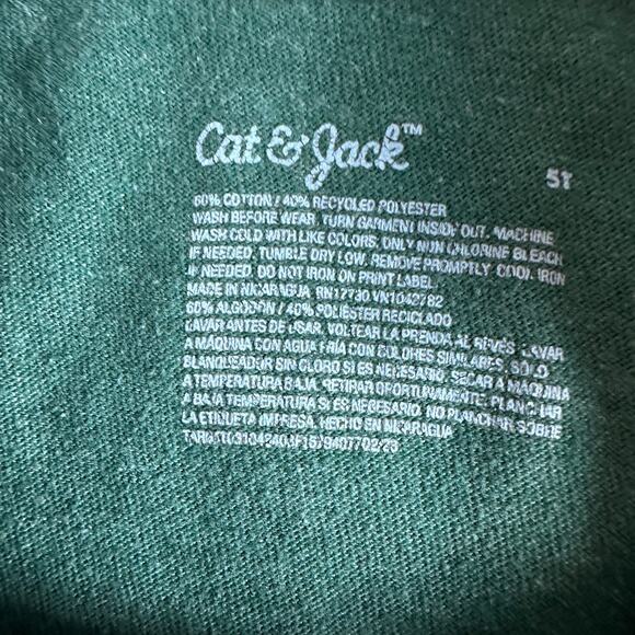 Cat & Jack Dress Girls 5T Green White Short Sleeve Tiered Cotton Blend READ - Picture 6 of 12